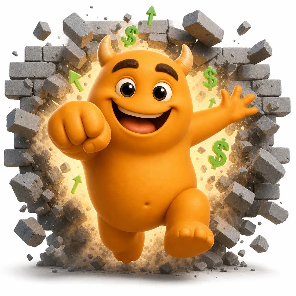 adMonster mascot flexing after a winning campaign